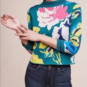 Anthropologie Monogram HWR Laine Floral Sweater